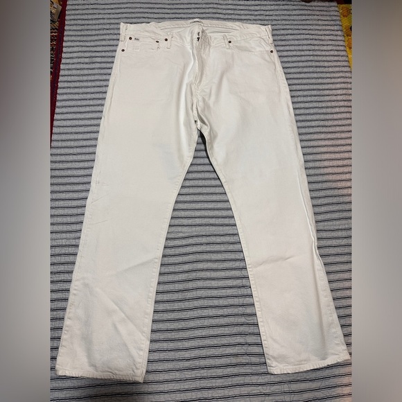 Polo Ralph Lauren Varick Slim Denim Jeans size  42x32 White Straight Leg Pants - Picture 2 of 13